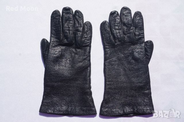 Черни Дамски Ръкавици От Естествена Кожа Размер S, снимка 15 - Ръкавици - 45423309
