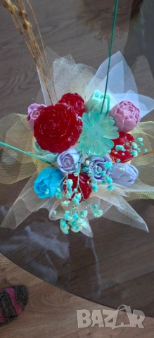 Букет от ароматни сапунени цветя , снимка 3 - Ръчно изработени сувенири - 53761693