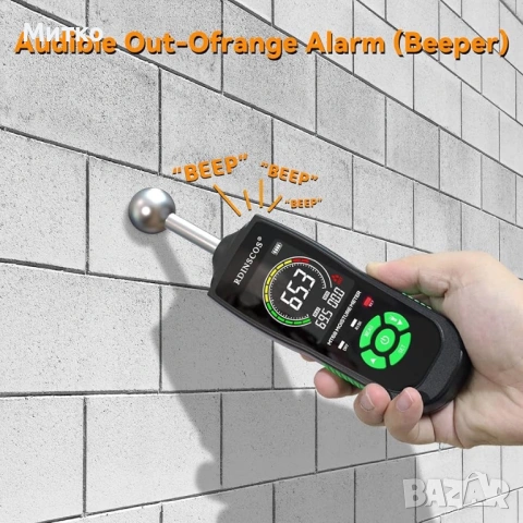 Влагомери Неразрушителен RDINSCOS Влагомер с LCD дисплей Тестер за влагомер на дървесина за стени, 