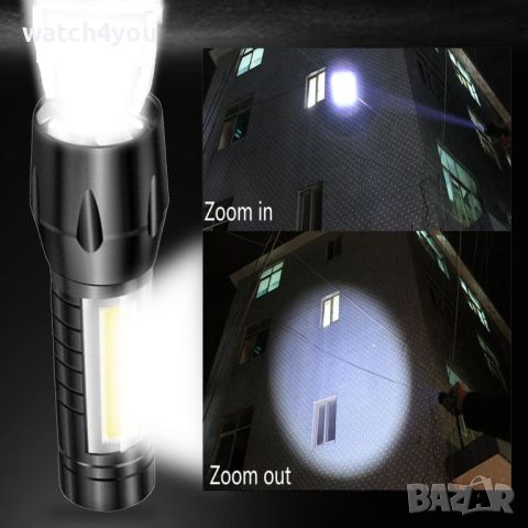 НОВ МОЩЕН LED ФЕНЕРИ CREE СЪС ZOOM ФУНКЦИЯ, СОС 3 РЕЖИМА , ПРЕЗАРЕЖДАЕМ, С USB КАБЕЛ., снимка 4 - Къмпинг осветление - 46529630