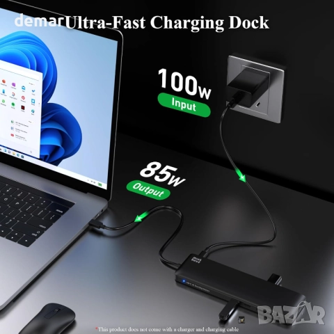 Докинг станция Minthouz, 12 в 1 USB C, VGA+HDMI+DP, 4*USB-A, снимка 6 - Кабели и адаптери - 52264321