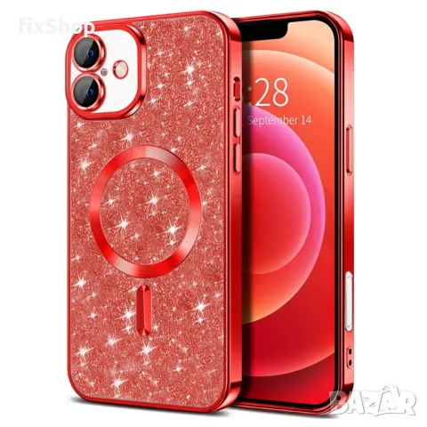 Калъф fixGuard - Luxury Glitter MagSafe - iPhone 16 - Red, снимка 1 - Калъфи, кейсове - 48670797