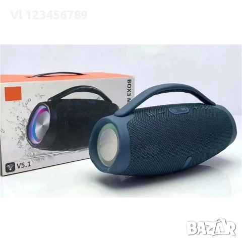 Портативна мощна блутут колона Booms Box 3 Mini RGB, снимка 2 - Радиокасетофони, транзистори - 52270232