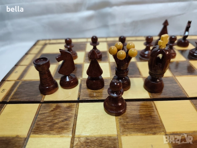 Ръчно изработен комплект шах и дама от дърво, снимка 8 - Антикварни и старинни предмети - 54087073