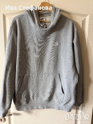 оригинален памучен памук дамски суичър сив ватиран 100 % оригинален марков Nike nike Найк