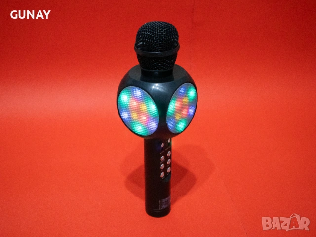 Tuxun Безжичен Bluetooth Караоке Микрофон с Говорител, LED Светлини и Сменяема Батерия 18650, снимка 2 - Микрофони - 54270662