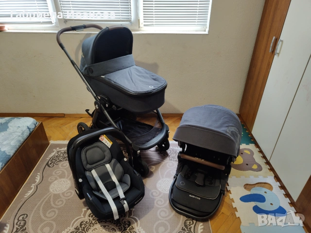 Пълен комплект от количка 3 в 1,столче за хранене,активна гимнастика,паяк,повивалник