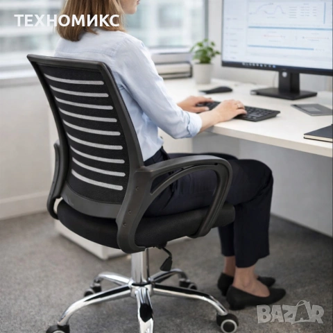 Въртящ се офис стол - регулируема височина и ергономични подлакътници, снимка 5 - Други стоки за дома - 53622159