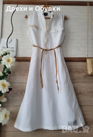 Бяла рокля G-Star реми 100% естествена материя 