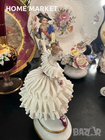 Volkstedt Фолкщед Germany  Curca 1945 (Älteste Volkstedter Porzellanmanufaktur) Dresden Lace , снимка 2 - Антикварни и старинни предмети - 52939076