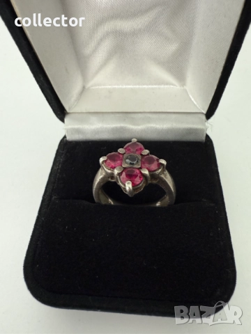 Стар сребърен пръстен с големи РУБИНИ. №7636