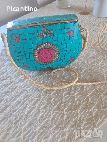 Ръчно изработена дамска чанта, мозайка, снимка 4 - Чанти - 51316226