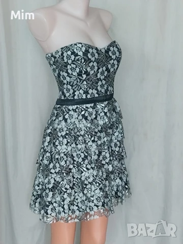 XL Дантелена сива рокля с къдри, снимка 2 - Рокли - 51304795