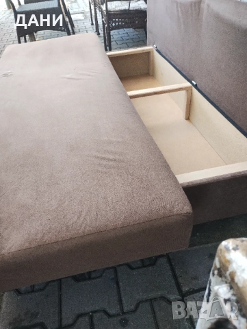 Разтегателен диван-легло, канапе с ракла.190/80/80.В разпънатo състояние ширината е 160 см, снимка 6 - Дивани и мека мебел - 52220700