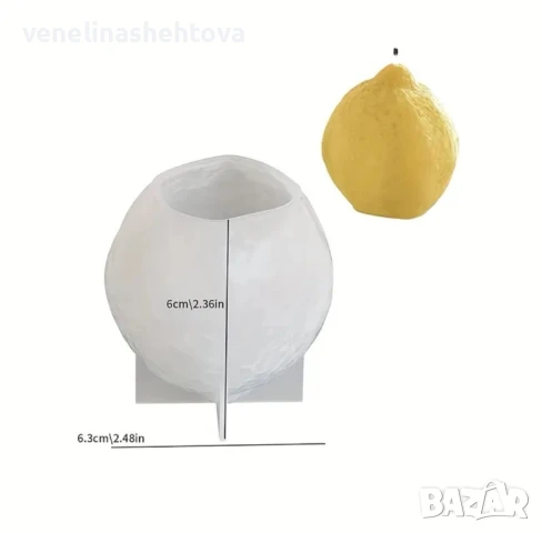 3D 2 модела лимон изправен легнал Силиконов молд форма за свещи гипс сапун смола, снимка 4 - Форми - 50645683