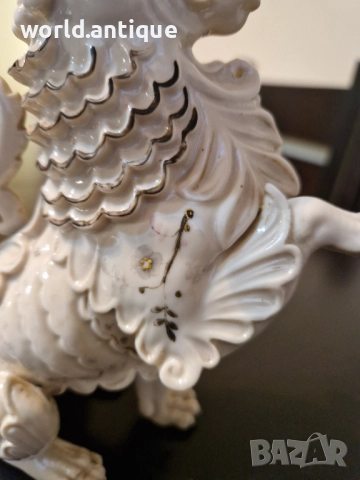 Много стара антикварна японска керамична фигура статуетка куче лъв Фу , снимка 3 - Антикварни и старинни предмети - 52150766