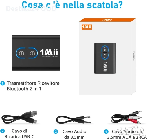 Бял Bluetooth Предавател и Приемник за кола или ТВ и Аудио 2в1, снимка 5 - Аудиосистеми - 53708498