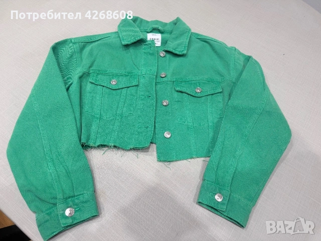 Дънково яке в зелен цвят