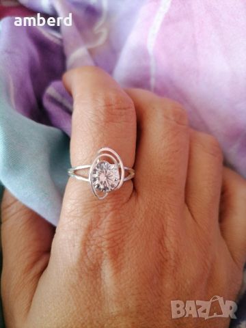 Невероятен сребърен пръстен с бял цирконий - модел R117, снимка 1 - Пръстени - 46483000