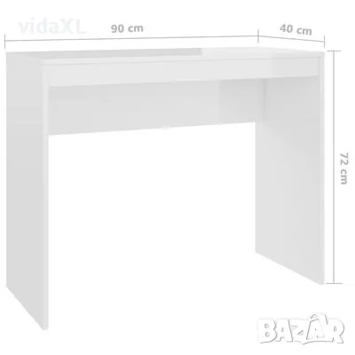 vidaXL Бюро, бял гланц, 90x40x72 см, инженерно дърво(SKU:800384), снимка 2 - Бюра - 48651352