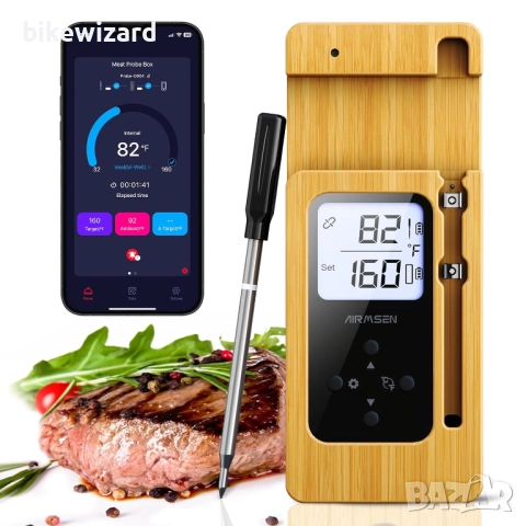 AIRMSEN Bluetooth термометър за месо с APP контрол НОВ С ТРАНСПОРТЕН ДЕФЕКТ