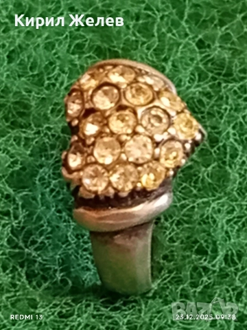 Сребърен пръстен с формата на сърце ❤️ с инкрустиран ПЛАНИНСКИ КРИСТАЛ ювелирна изработка 34457, снимка 4 - Пръстени - 52881665