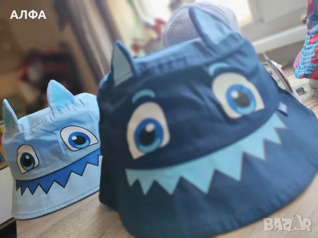 2 бр. Лятна тънка детска / бебешка шапка с периферия (шапка идиотка 😀)., снимка 5 - Шапки, шалове и ръкавици - 49989627