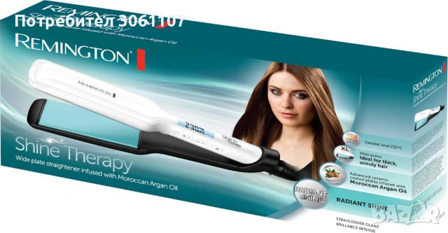 Преса за коса Remington Shine Therapy S8550 Керамична 150-230 C, снимка 3 - Други - 53378011