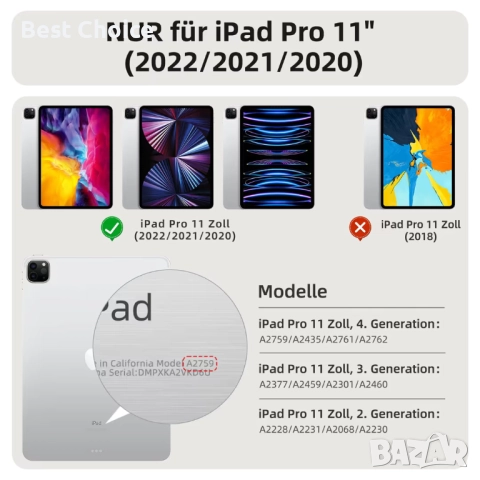 Калъф+клавиатура ESR за iPad Air 11 инча Pro 11/Air 6/5/4, магнитна стойка, снимка 3 - Калъфи, кейсове - 52906677