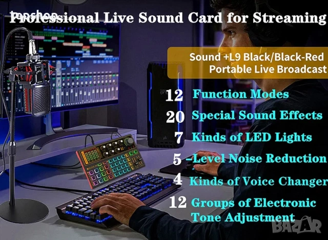 Чисто нова професионална звукова карта K300 - Аудио миксер за стрийминг и подкаст  , снимка 2 - Други - 53986816