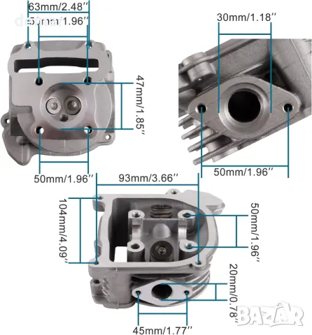 GOOFIT 47 мм вентили с голям отвор на главата на цилиндъра с подмяна на уплътнения за Gy6 80cc ATV, снимка 2 - Части - 46845905