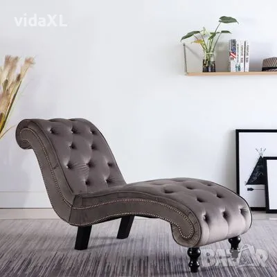 vidaXL Кушетка, сива, кадифе（SKU:248609）, снимка 3 - Дивани и мека мебел - 49420642