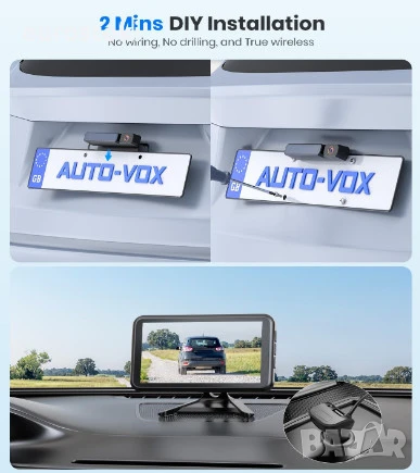 AUTO-VOX комплект соларна камера за заден ход с монитор, 5" 1080P монитор, 5000mAh батерия, снимка 7 - Аксесоари и консумативи - 51290856