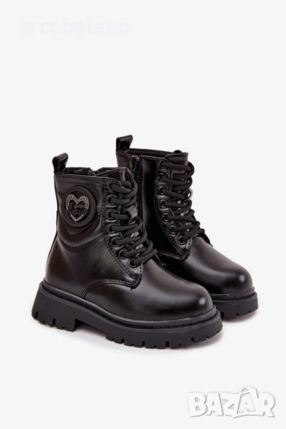 Детски боти до глезена с подплата за момичета с декорация LOVE, Rosaira, 2цвята , снимка 4 - Детски боти и ботуши - 52362391