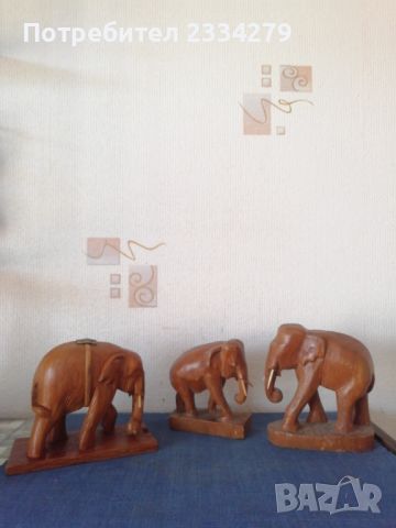 Статуетки на слонове, ръчна дърворезба. , снимка 3 - Статуетки - 46421516