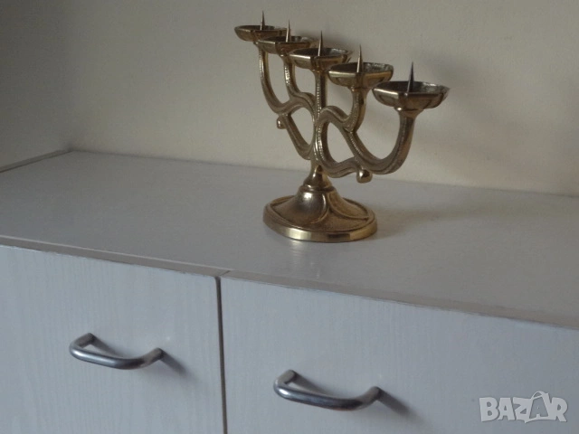 Месингов свещник за 5 бр. свещи от Италия, снимка 14 - Антикварни и старинни предмети - 53079238