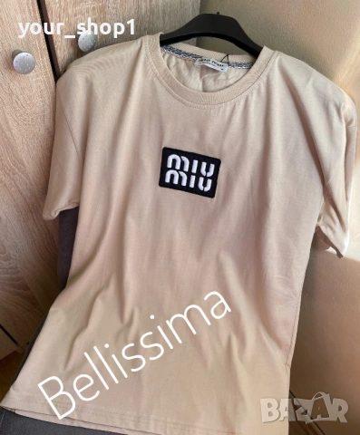 Дамска тениска Miu Miu черно бежово бяло розово мента , снимка 3 - Тениски - 53882406