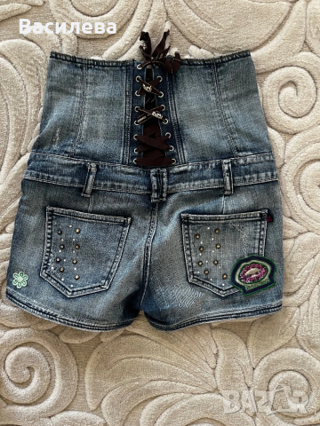 Къси дънки с висока талия, снимка 2 - Дънки - 54224022