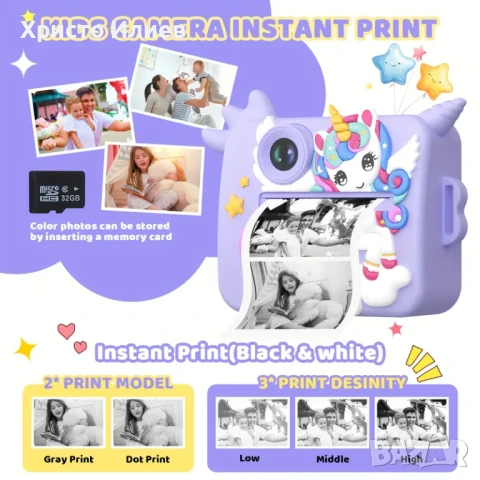 Инстантен детски фотоапарат 1080P HD 48MP Фотоапарат за моментни снимки принтер 2 в 1, снимка 15 - Други - 49846507
