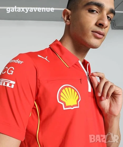 PUMA x Scuderia Ferrari F1 мъжка поло тениска с къс ръкав с лога на отбора и спонсорите, памук, снимка 6 - Тениски - 53981232