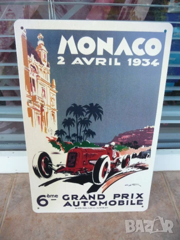 Метална табела кола Monaco 1934 рали формула 1 Gran Prix ретро спортни автомобили