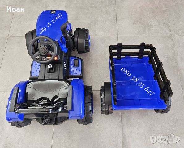 НОВО!Детски акумулаторен трактор с ремарке Rancher Blue с 12V,дистанционно,USB , снимка 8 - Електрически играчки - 46158696