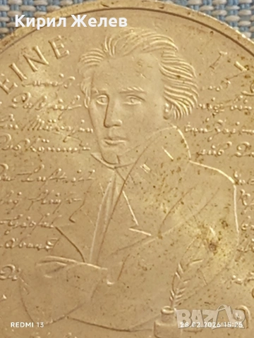 Сребърна монета 10 дойче марки 1997г. ФРГ тема 200г. От рождението на поета Хайнрих Хайне 51719, снимка 7 - Нумизматика и бонистика - 53657084