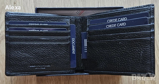 Мъжки кожен портфейл Original Marines черен НОВ Италия, снимка 2 - Портфейли, портмонета - 53735369