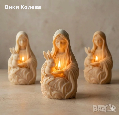 Силиконов молд Дева Мария със зайче и Исус Христос, снимка 5 - Форми - 53892391