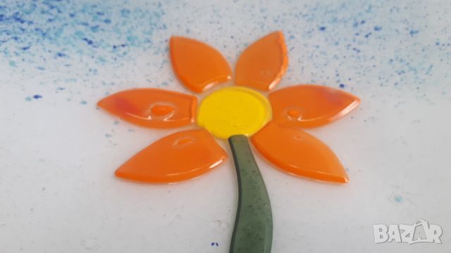 Квардатна декоративна чиния с цвете, снимка 4 - Декорация за дома - 45083902