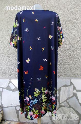 4XL Нова синя рокля с пеперуди , снимка 7 - Рокли - 45702775