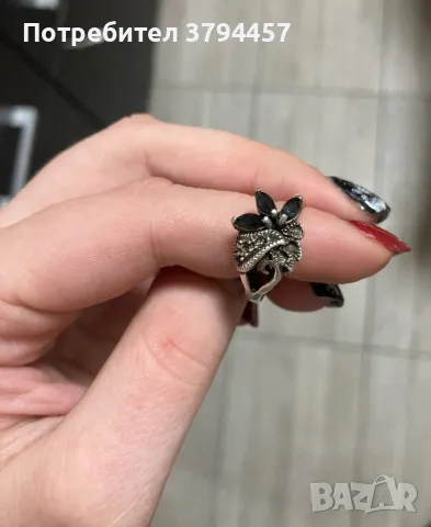 Стар сребърен пръстен 925 със сапфир , снимка 1