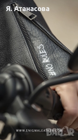 Кожено яке на марката ENIGMA, снимка 5 - Якета - 52579609