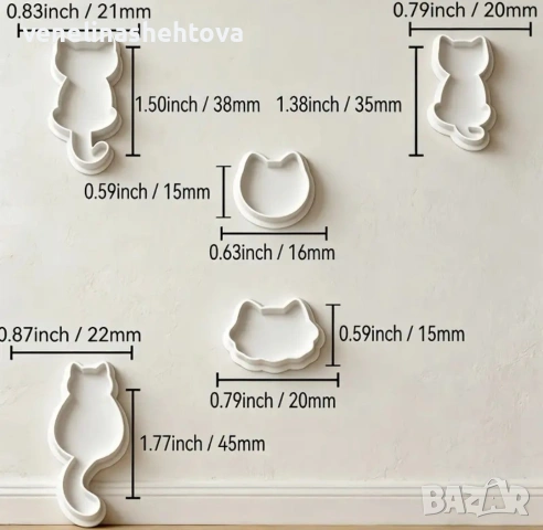5 броя котета котки коте глава пластмасови резци резец тесто бисквитки фондан декорация торта смола , снимка 4 - Форми - 53780354